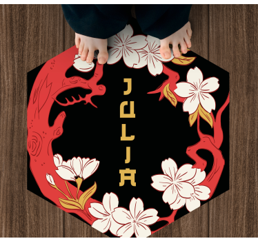 Tappeto vinile con nome armonia floreale personalizzata - TenStickers