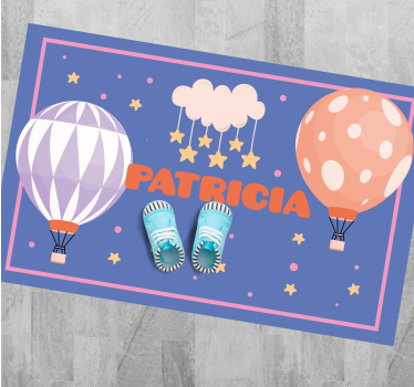 Tappeto vinile con nome avventure in mongolfiera - TenStickers