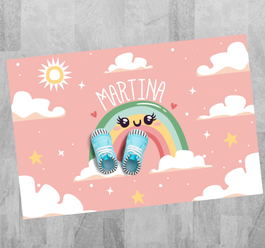 Tappeto vinile con nome carina scena arcobaleno - TenStickers