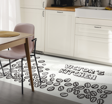 Tappeto vinile con nome chicchi di caffè personalizzati - TenStickers