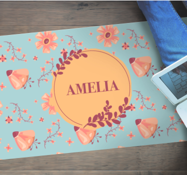 Tappeto vinile con nome composizione floreale - TenStickers