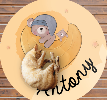 Tappeto vinile con nome orsetto assonnato - TenStickers