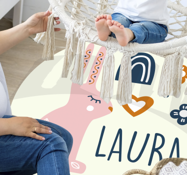 Tappeto vinile con nome coniglietto personalizzabile - TenStickers