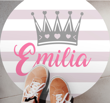 Tappeto vinile con nome corona e strisce - TenStickers
