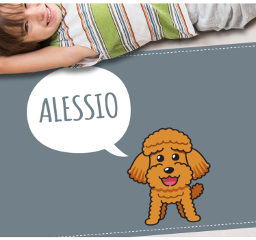 Tappeto vinile con nome cucciolo di barboncino felice - TenStickers