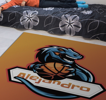 Tappeto vinile con nome dinosauro del basket - TenStickers