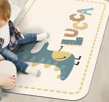Tappeto vinile con nome dinosauro giocoso - TenStickers