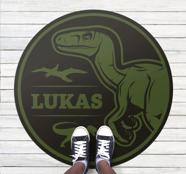 Tappeto vinile con nome dinosauro personalizzato - TenStickers