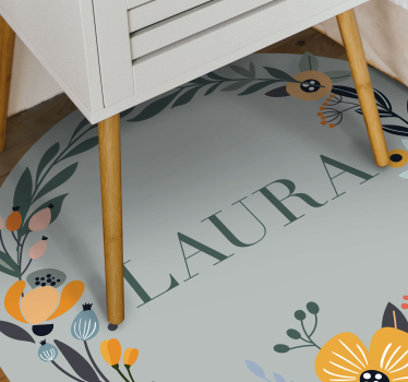 Tappeto vinile con nome disegno floreale personalizzato - TenStickers