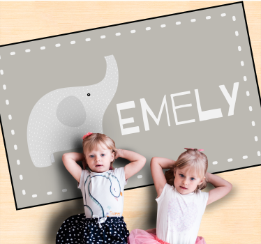 Tappeto vinile con nome elefante personalizzabile - TenStickers