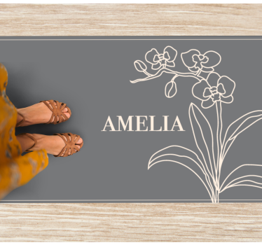 Tappeto vinile con nome elegante floreale personalizzato - TenStickers