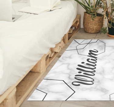 Tappeto vinile camera da letto nome personalizzato in marmo - TenStickers