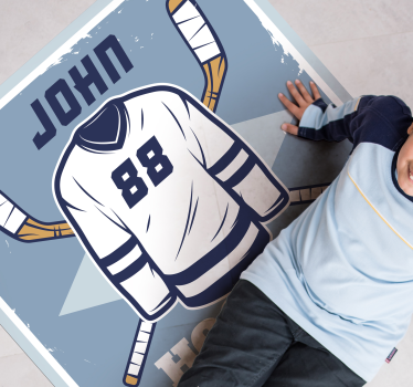 Tappeto vinile con nome emblema di hockey personalizzato - TenStickers