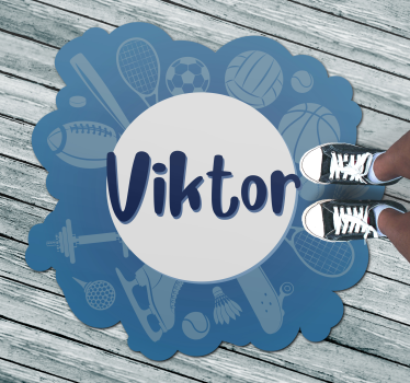 Tappeto vinile con nome emblema sportivo personalizzato - TenStickers