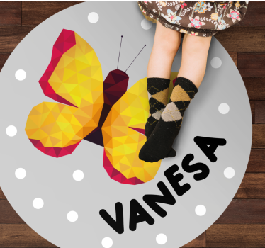 Tappeto vinile con nome farfalla personalizzata - TenStickers
