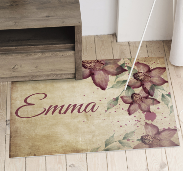 Tappeto vinile con nome fiori personalizzati - TenStickers