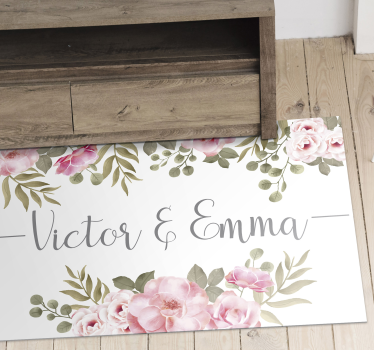 Tappeto vinile con nome floreale personalizzato - TenStickers