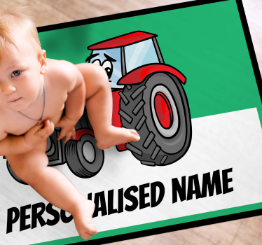 Tappeto vinile con nome grafica personalizzata del trattore - TenStickers