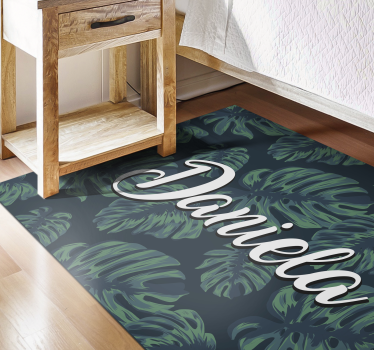 Tappeto vinile per ragazzi foglie tropicali con nome - TenStickers