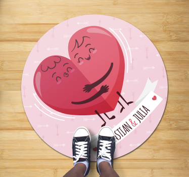 Tappeto vinile con nome illustrazione cuore personalizzata - TenStickers
