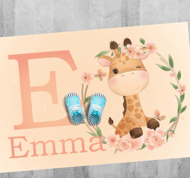 Tappeto vinile con nome illustrazione giraffa incantevole - TenStickers