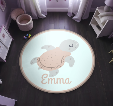 Tappeto vinile con nome tartaruga personalizzabile - TenStickers