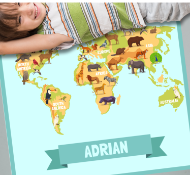 Tappeto vinile con nome design fauna - TenStickers