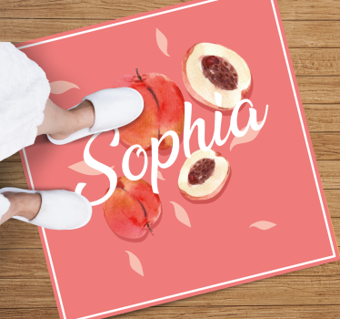 Tappeto vinile per ragazzi pesche rosa con nome - TenStickers