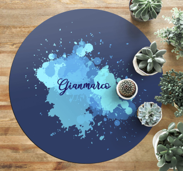 Tappeto vinile per ragazzi spruzzando blu con il nome - TenStickers