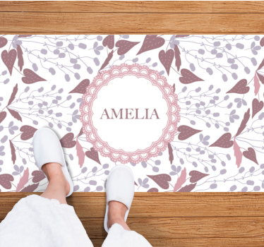 Tappeto vinile con nome motivo floreale - TenStickers