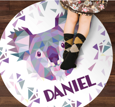 Tappeto vinile con nome orso geometrico - TenStickers