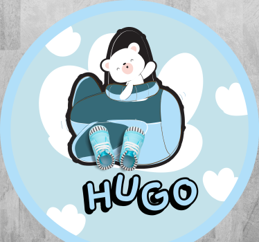 Tappeto vinile con nome orso nella borsa - TenStickers