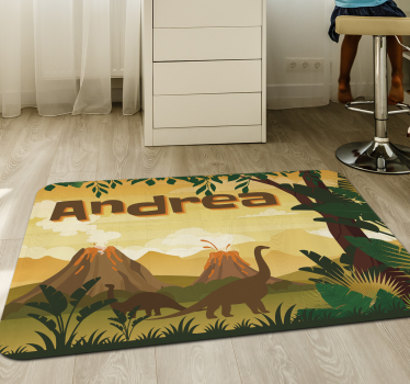 Tappeto vinile con nome paesaggio giurassico - TenStickers