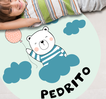 Tappeto vinile con nome palloncino orso allegro - TenStickers