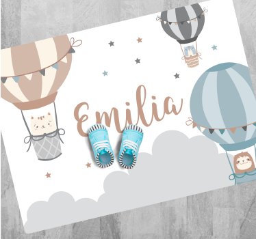 Tappeto vinile con nome palloni aerei - TenStickers