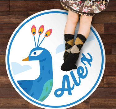 Tappeto vinile con nome pavone personalizzabile - TenStickers