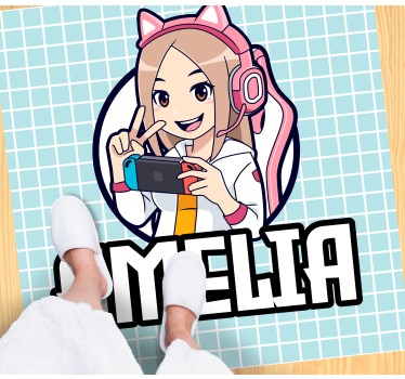 Tappeto vinile per ragazzi ragazza che gioca con nome - TenStickers