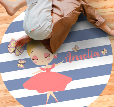 Tappeto vinile con nome personalizzato fatina del balletto - TenStickers