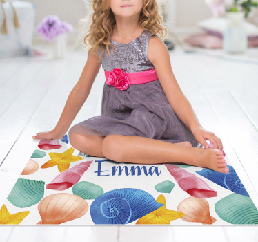 Tappeto vinile con nome personalizzazione delle conchiglie - TenStickers