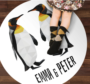 Tappeto vinile con nome pinguini geometrici - TenStickers