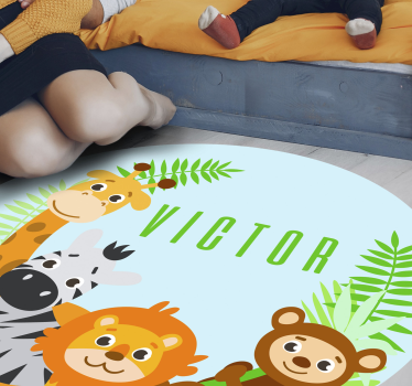 Tappeto vinile con nome safari personalizzabile - TenStickers