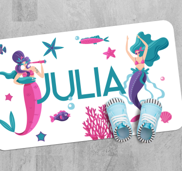 Tappeto vinile per bambini avventura della sirena con nome - TenStickers