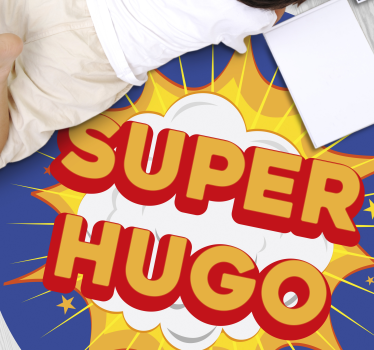 Tappeto vinile con nome scoppio del supereroe - TenStickers