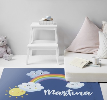 Tappeto vinile per bambini nuvole personalizzate arcobaleno - TenStickers