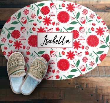 Tappeto vinile camera da letto fiori rossi personalizzati - TenStickers