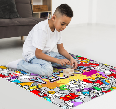 Tappeto vinile con nome stile graffiti personalizzato - TenStickers