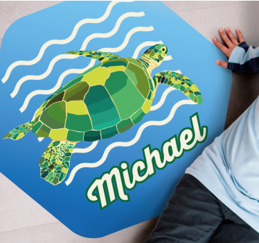 Tappeto vinile con nome tartaruga marina personalizzata - TenStickers