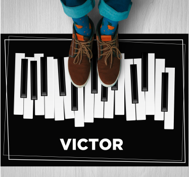 Tappeto vinile con nome tastiera pianoforte personalizzata - TenStickers