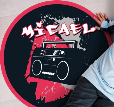 Tappeto vinile con nome tema retrò boombox - TenStickers
