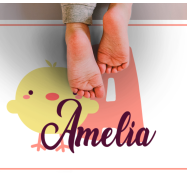 Tappeto vinile bebé pulcino con nome e iniziale - TenStickers